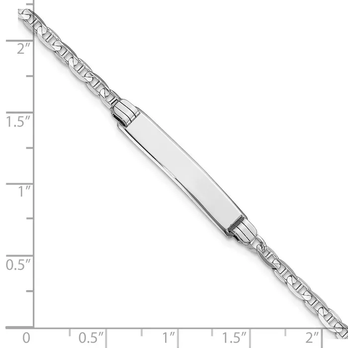 Solid 14K White Gold Anchor Link ID Bracelet MDS Bracelets Solid 14K White Gold Anchor Link ID Bracelet MDS Bracelets