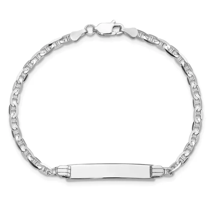 Solid 14K White Gold Anchor Link ID Bracelet MDS Bracelets Solid 14K White Gold Anchor Link ID Bracelet MDS Bracelets