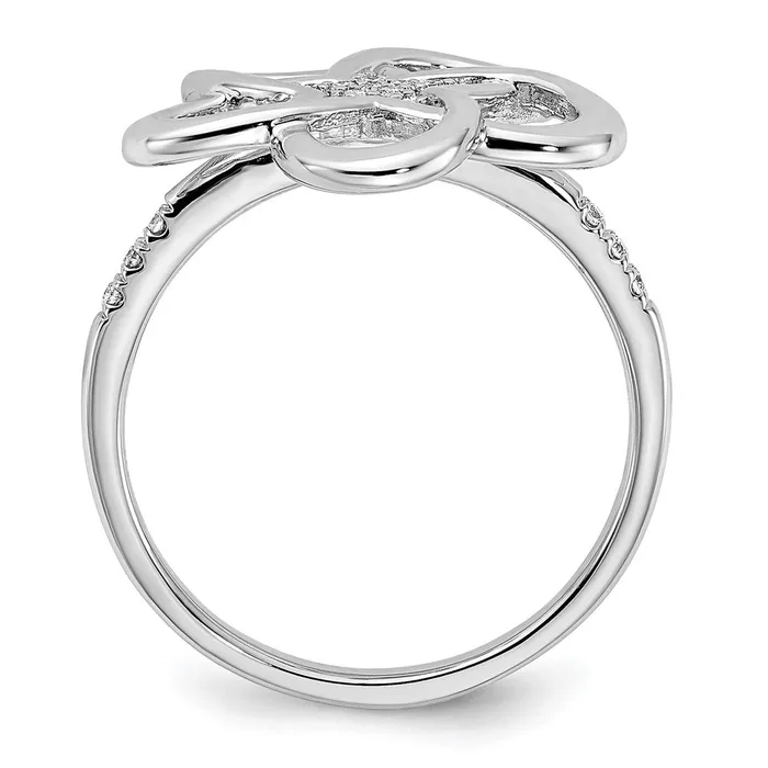 Solid 14k White Gold Polished Simulated CZ Flower Ring Goldia Rings