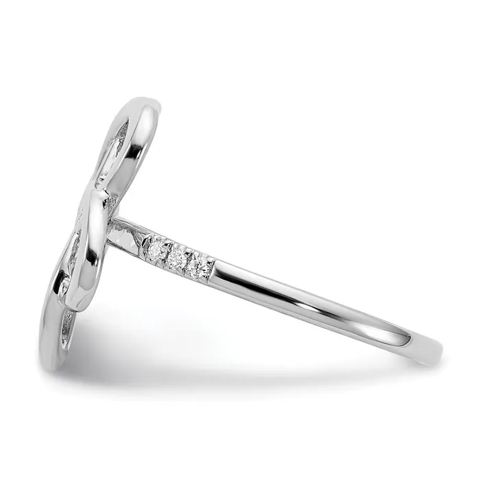 Solid 14k White Gold Polished Simulated CZ Flower Ring Goldia Rings