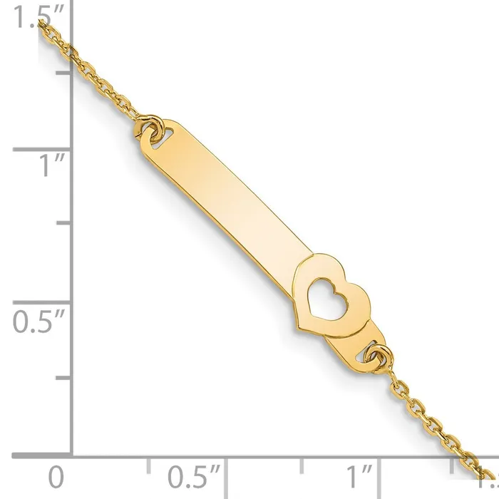 Solid 14K Yellow Gold Childrens Polished Heart w1in ext ID Bracelet MDS Bracelets Solid 14K Yellow Gold Childrens Polished Heart w1in ext ID Bracelet MDS Bracelets