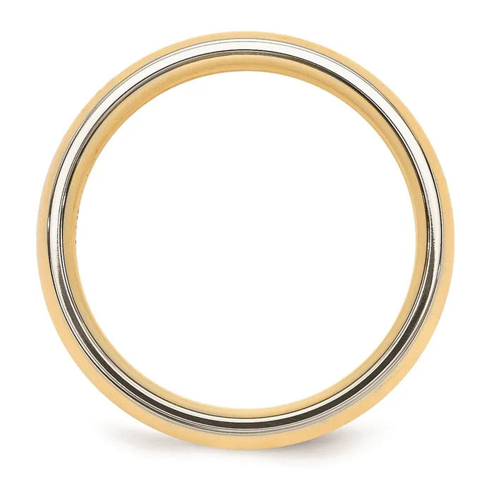 Solid 14K Yellow Gold TwoTone 6mm Domed Size 7 Wedding MensWomens Wedding Band Ring Goldia Rings Solid 14K Yellow Gold TwoTone 6mm Domed Size 7 Wedding MensWomens Wedding Band Ring Goldia Rings