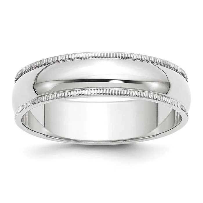 Solid 14K Yellow Gold White Gold 6mm Milgrain MensWomens Wedding Band Ring Size 105 Goldia Rings