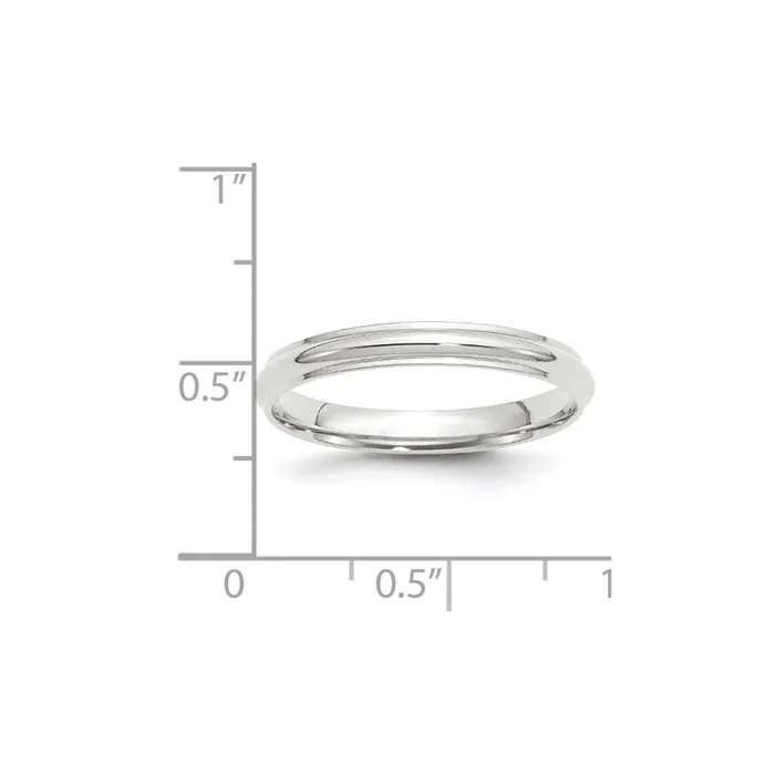 Solid 18K White Gold 3mm Half Round with Edge MensWomens Wedding Band Ring Size 11 Goldia Rings Solid 18K White Gold 3mm Half Round with Edge MensWomens Wedding Band Ring Size 11 Goldia Rings