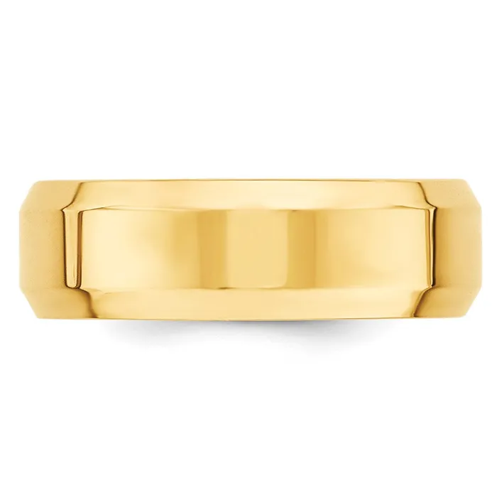 Solid 18K Yellow Gold 7mm Bevel Edge Comfort Fit MensWomens Wedding Band Ring Size 8 Goldia Rings Solid 18K Yellow Gold 7mm Bevel Edge Comfort Fit MensWomens Wedding Band Ring Size 8 Goldia Rings