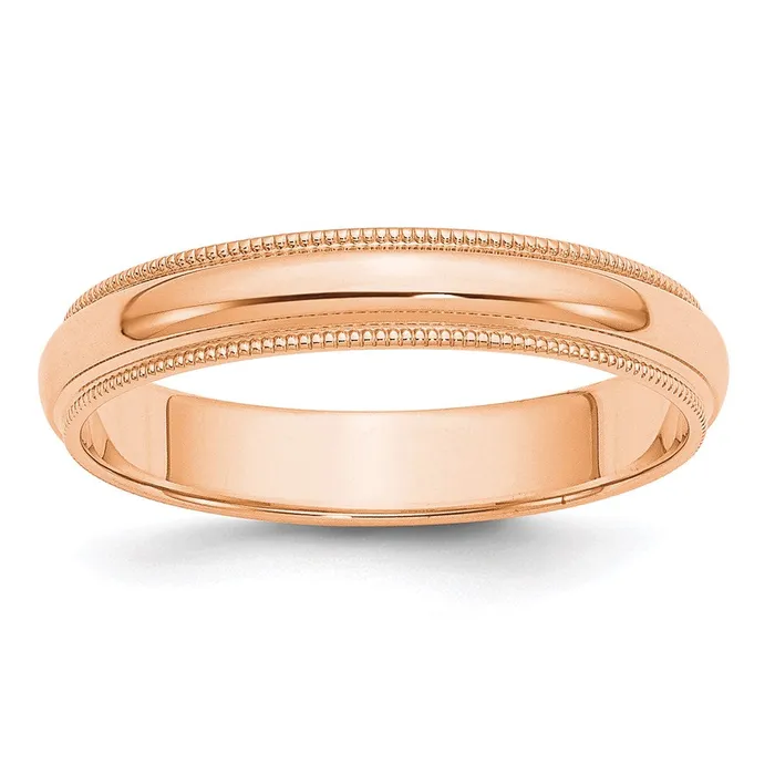Solid 18K Yellow Gold Rose Gold 4mm Milgrain Half Round MensWomens Wedding Band Ring Size 125 Goldia Rings Solid 18K Yellow Gold Rose Gold 4mm Milgrain Half Round MensWomens Wedding Band Ring Size 125 Goldia Rings