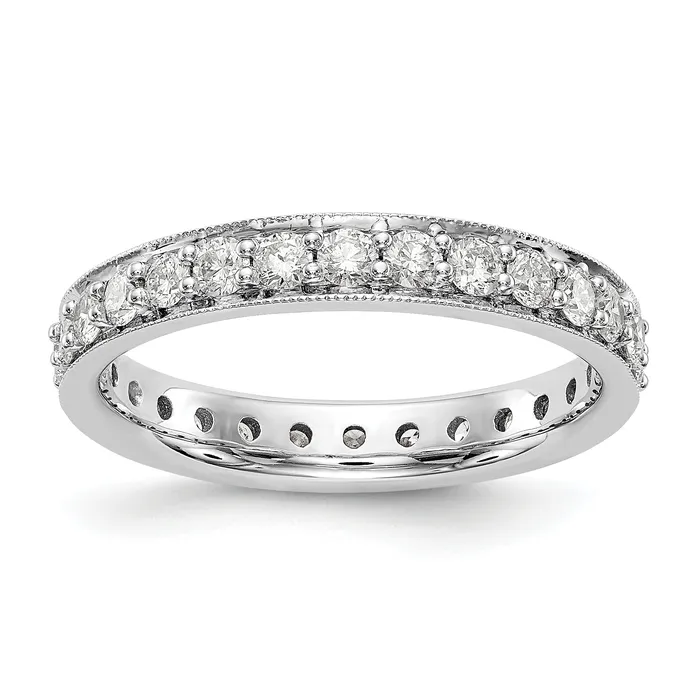 Solid Real 14k White Gold Polished Vintage 1ct CZ Eternity Wedding Band Ring Goldia Rings Solid Real 14k White Gold Polished Vintage 1ct CZ Eternity Wedding Band Ring Goldia Rings