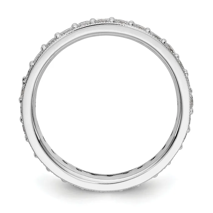 Solid Real 14k White Gold Polished Vintage 1ct CZ Eternity Wedding Band Ring Goldia Rings