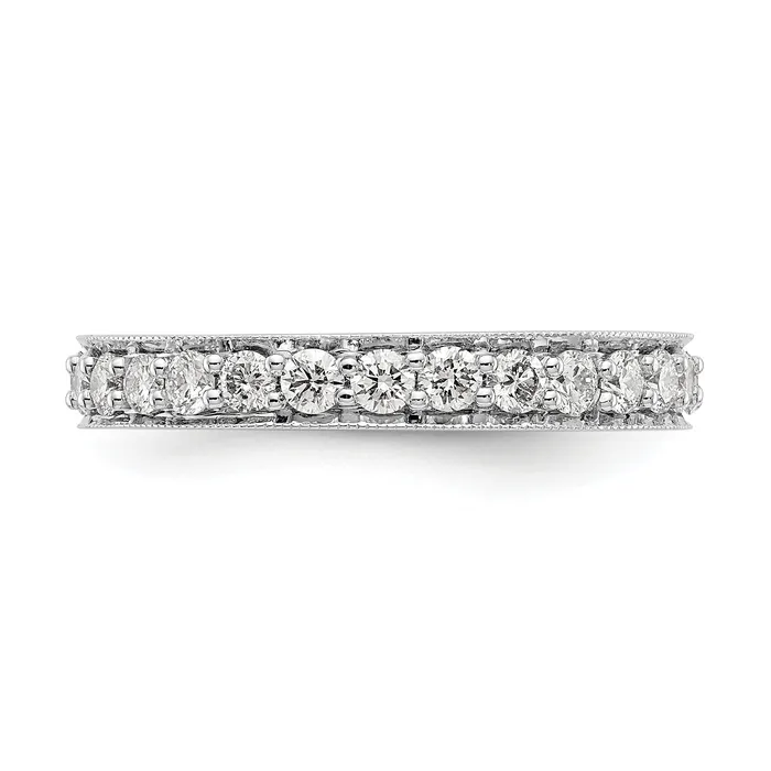 Solid Real 14k White Gold Polished Vintage 1ct CZ Eternity Wedding Band Ring Goldia Rings