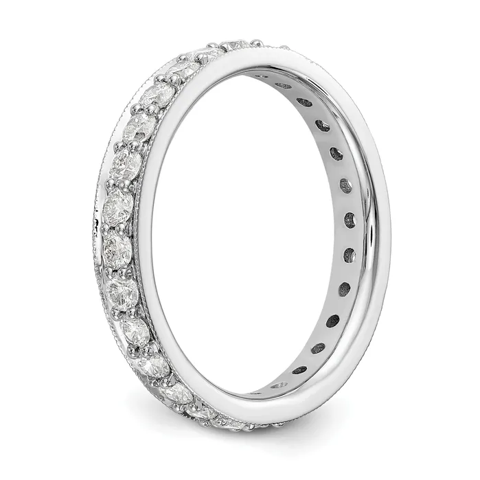 Solid Real 14k White Gold Polished Vintage 1ct CZ Eternity Wedding Band Ring Goldia Rings