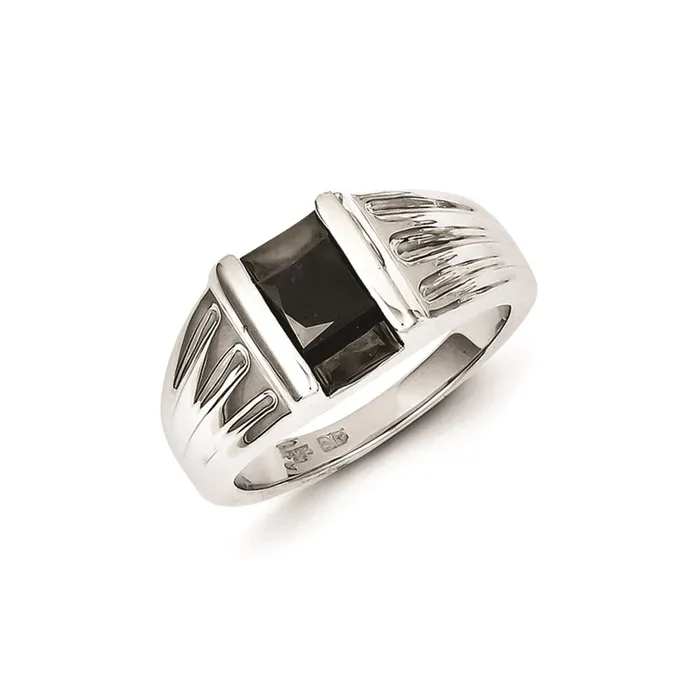 Sterling Silver Black Rhodium Black Diamond Mens Ring Goldia Rings