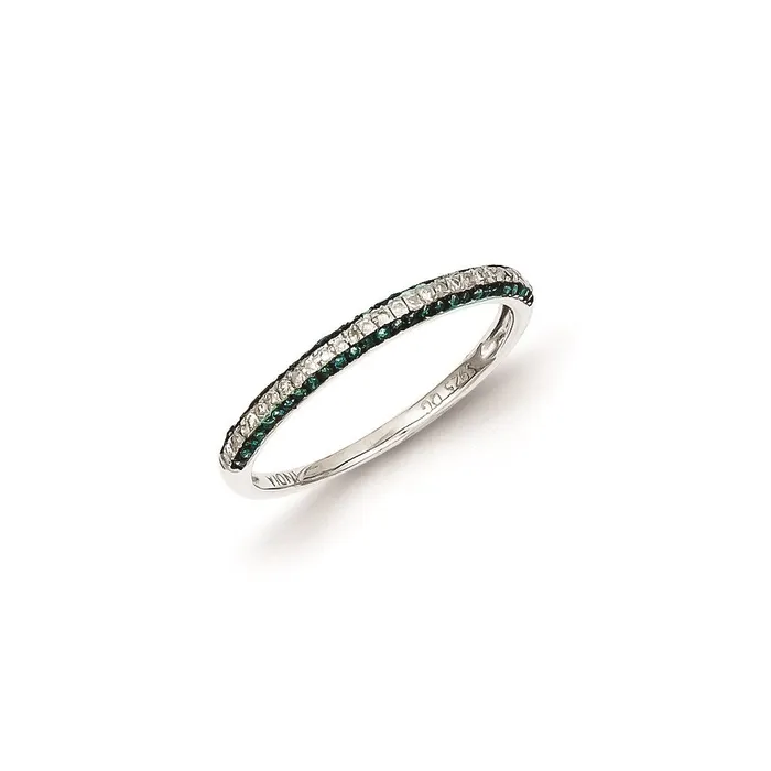 Sterling Silver Blue and White Diamond Band Ring Goldia Rings