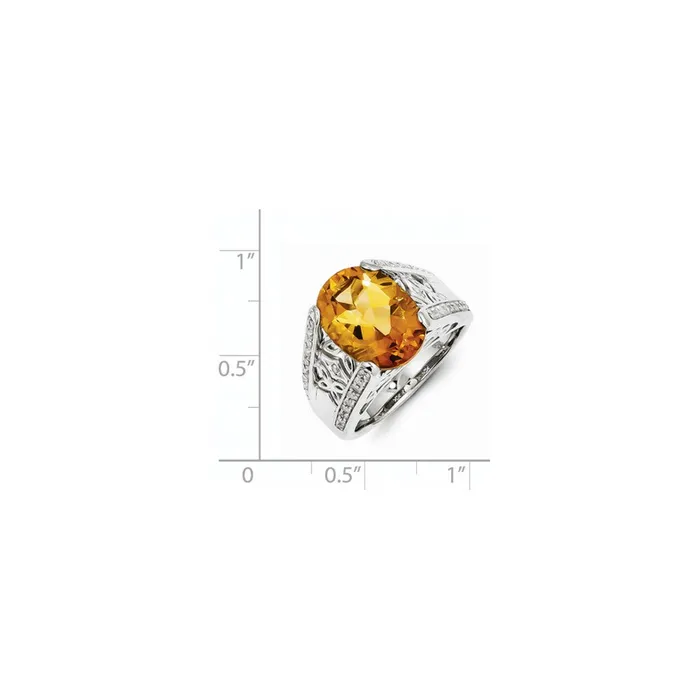 Sterling Silver Diamond and Citrine Ring Goldia Rings