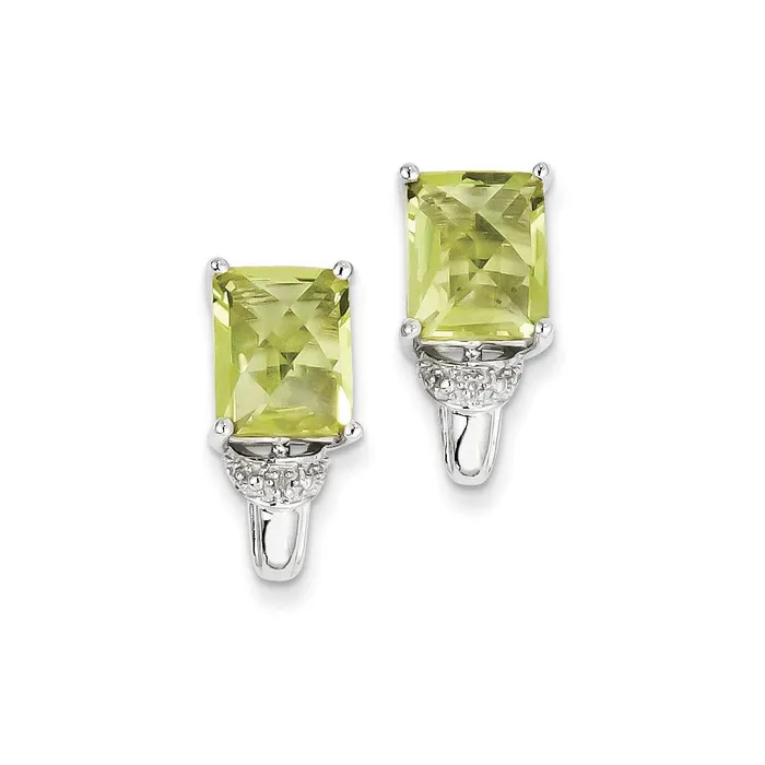 Sterling Silver Lemon Quartz and Diamond Earrings Goldia Earrings
