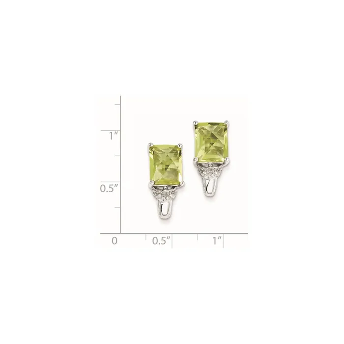 Sterling Silver Lemon Quartz and Diamond Earrings Goldia Earrings