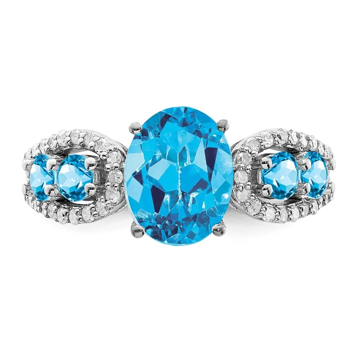 Sterling Silver Rhodium Blue Topaz u0026 Diamond Ring Goldia Rings