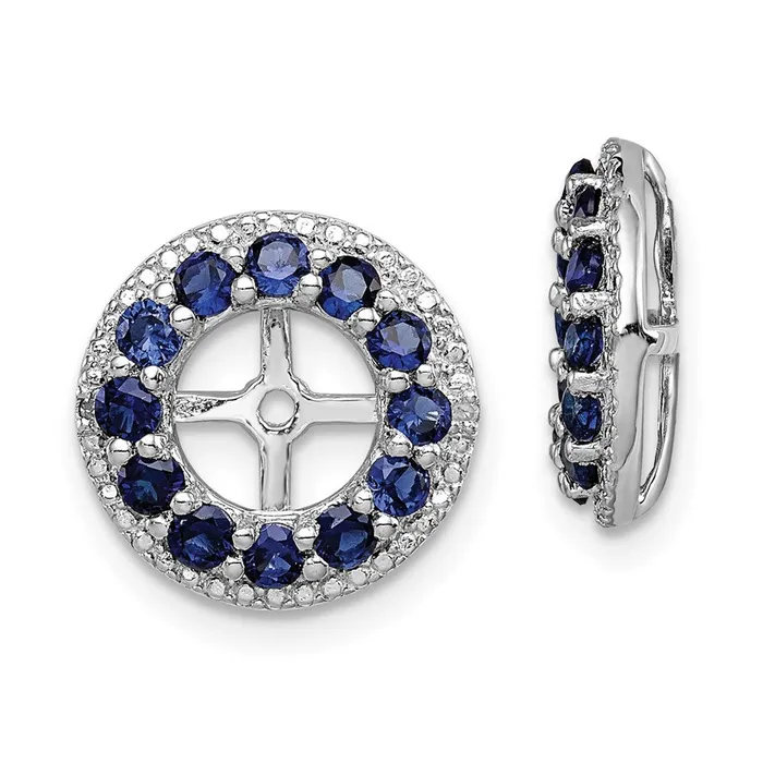 Sterling Silver Rhodium Diamond u0026 Created Sapphire Earring Jacket Goldia Earrings Sterling Silver Rhodium Diamond u0026 Created Sapphire Earring Jacket Goldia Earrings