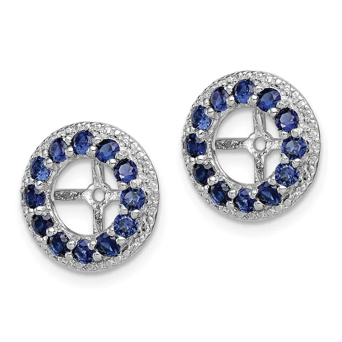 Sterling Silver Rhodium Diamond u0026 Created Sapphire Earring Jacket Goldia Earrings