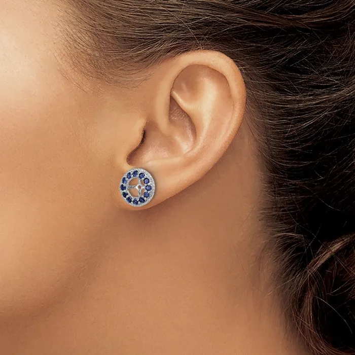 Sterling Silver Rhodium Diamond u0026 Created Sapphire Earring Jacket Goldia Earrings