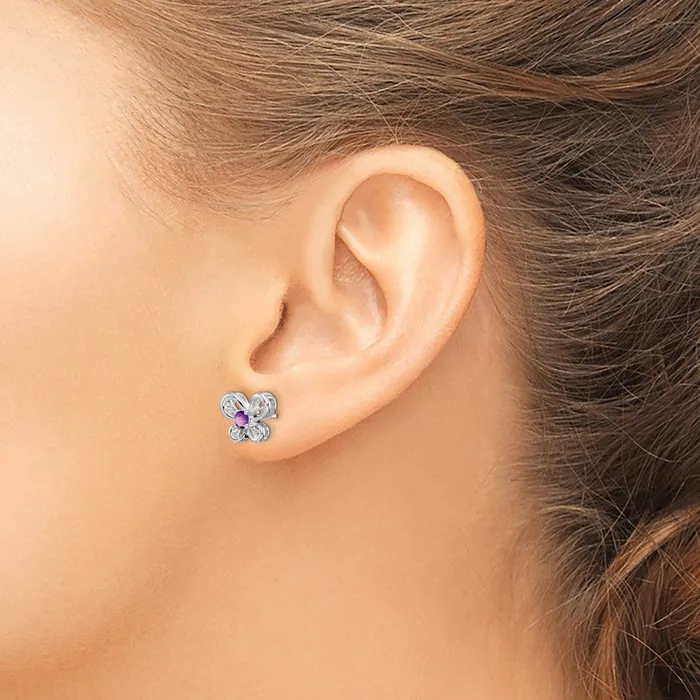 Sterling Silver Rhodiumplated Amethyst Earrings Goldia Earrings