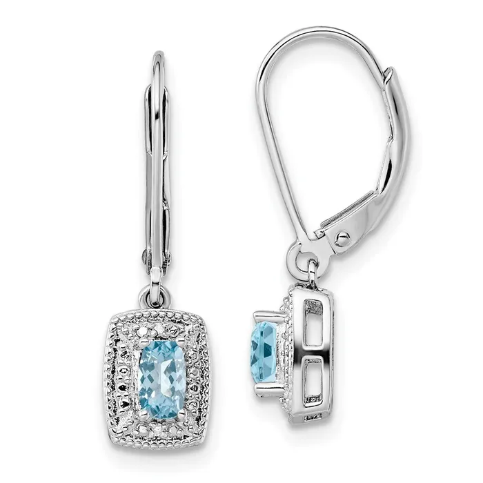 Sterling Silver Rhodiumplated Blue Topaz Diamond Earrings Goldia Earrings