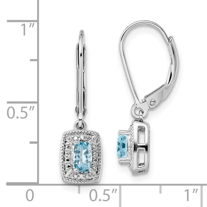 Sterling Silver Rhodiumplated Blue Topaz Diamond Earrings Goldia Earrings