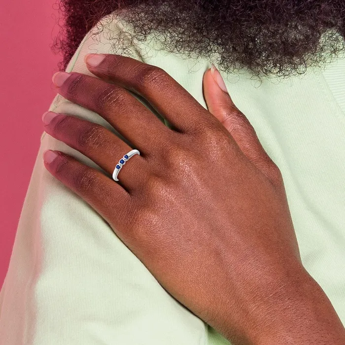 Sterling Silver Rhodiumplated Polished Sapphire Ring Goldia Rings