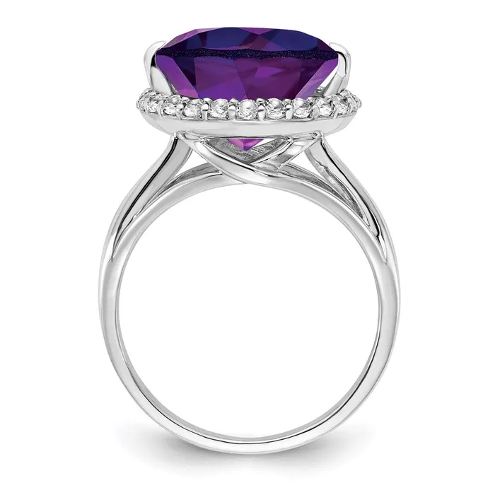 Sterling Silver Rhodiumplated White Topaz u0026 Amethyst Ring Goldia Rings