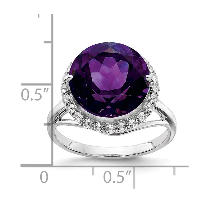 Sterling Silver Rhodiumplated White Topaz u0026 Amethyst Ring Goldia Rings