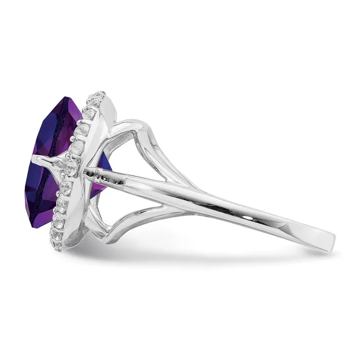 Sterling Silver Rhodiumplated White Topaz u0026 Amethyst Ring Goldia Rings