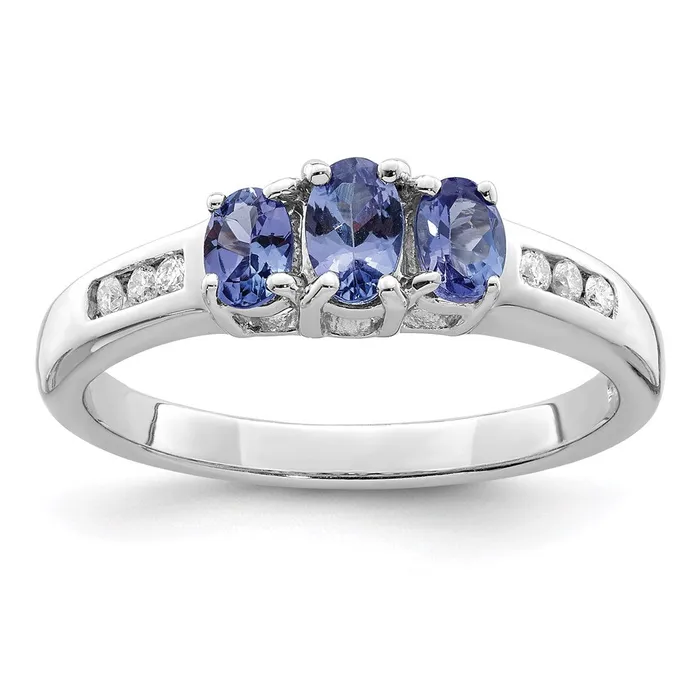 Sterling Silver Rhodium Tanzanite u0026 Diamond Ring Goldia Rings