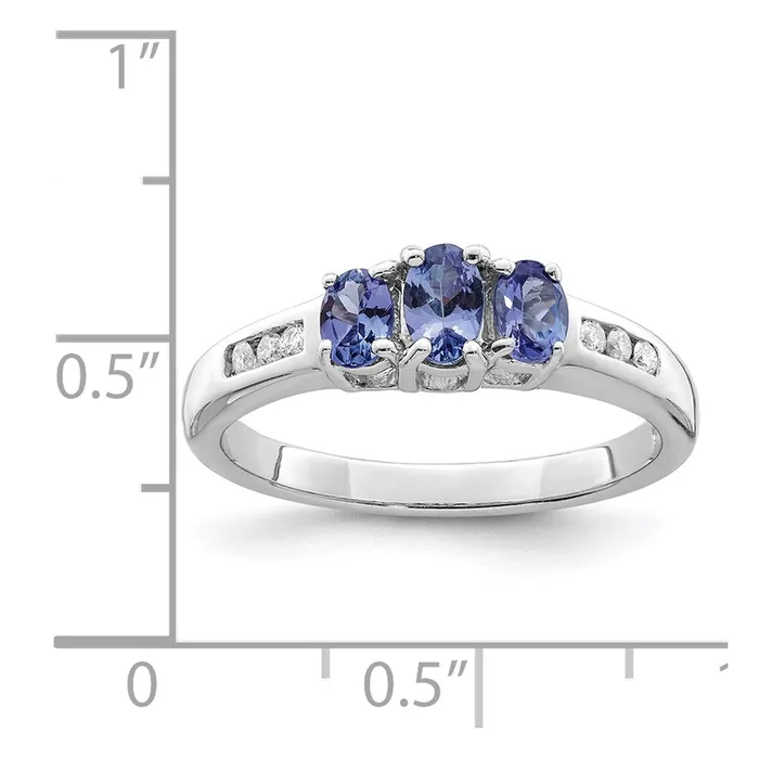 Sterling Silver Rhodium Tanzanite u0026 Diamond Ring Goldia Rings