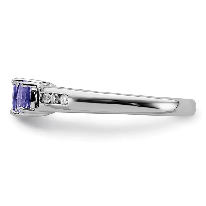 Sterling Silver Rhodium Tanzanite u0026 Diamond Ring Goldia Rings