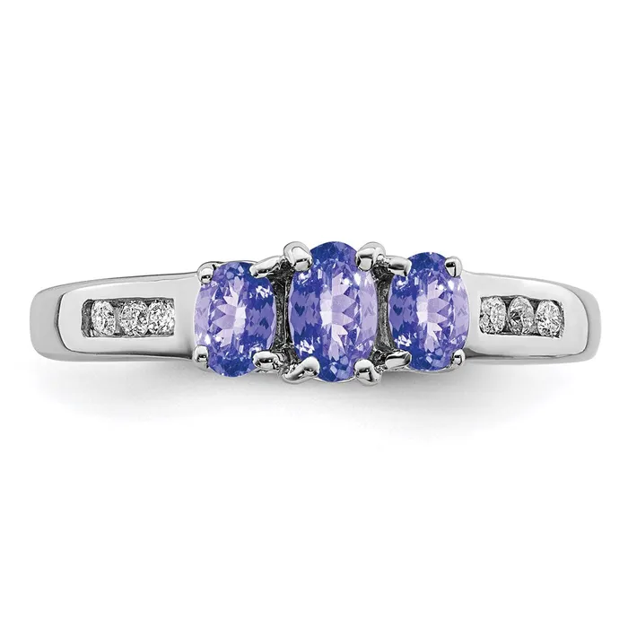 Sterling Silver Rhodium Tanzanite u0026 Diamond Ring Goldia Rings