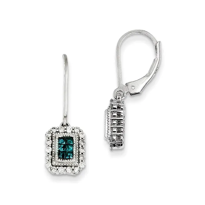 Sterling Silver White u0026 Blue Diamond Leverback Earrings Goldia Earrings Sterling Silver White u0026 Blue Diamond Leverback Earrings Goldia Earrings