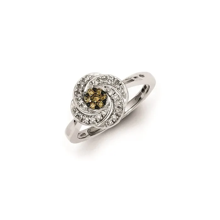 Sterling Silver White u0026 Champagne Diamond Ring Goldia Rings
