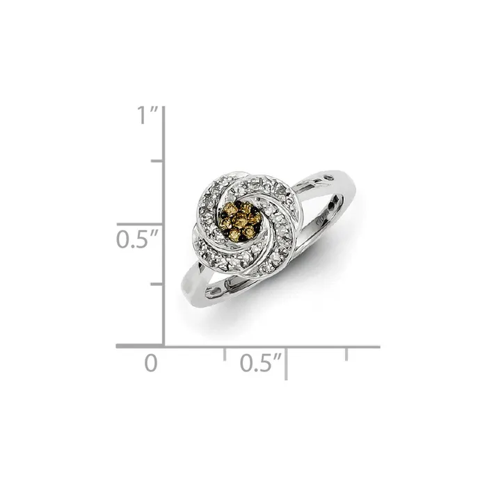 Sterling Silver White u0026 Champagne Diamond Ring Goldia Rings