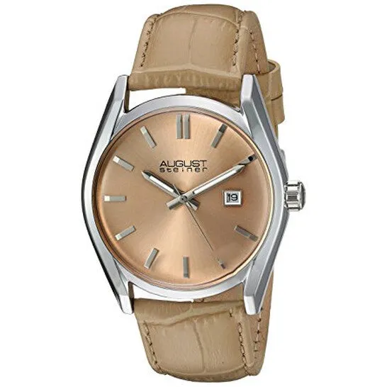 Watches JMS always Original August Steiner Beige Dial Beige Leather Ladies Watch AS8221BG