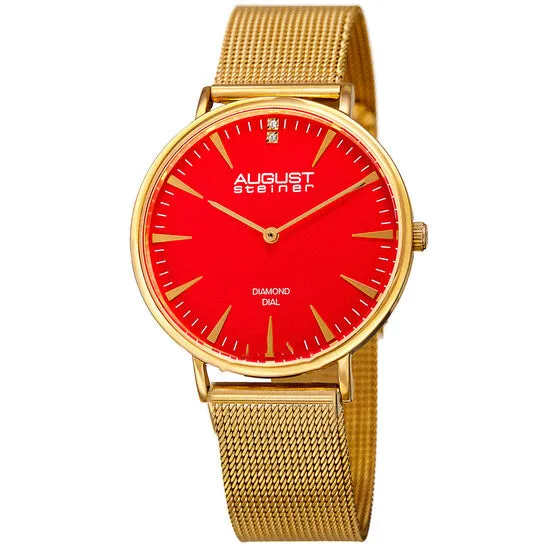 Watches JMS always Original August Steiner Quartz Diamond Orange Dial Ladies Watch AS8207YG