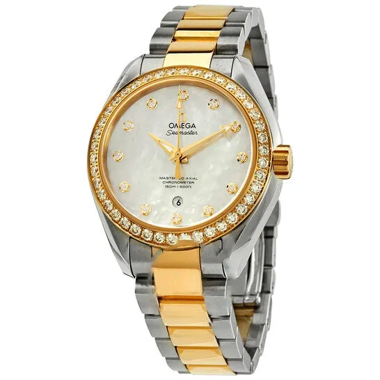 Watches JMS always Original Omega Seamaster Aqua Terra White Mother of Pearl Diamond Dial Ladies Watch 23125342055006
