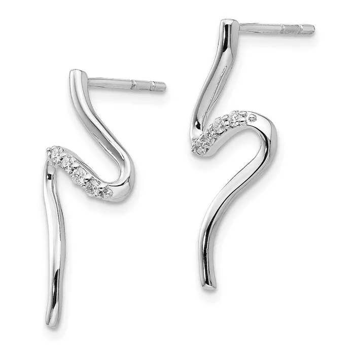 White Ice Sterling Silver Rhodiumplated Diamond Post Dangle S Shaped Earrings Goldia Earrings