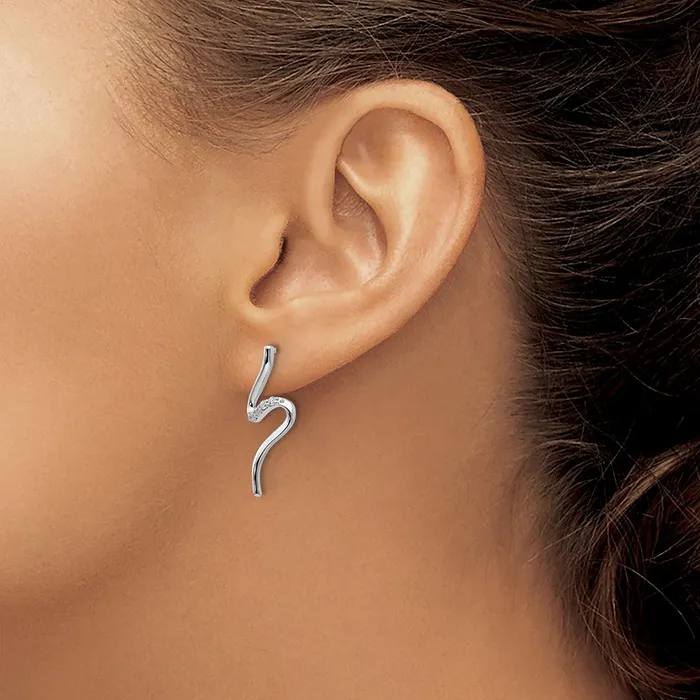 White Ice Sterling Silver Rhodiumplated Diamond Post Dangle S Shaped Earrings Goldia Earrings