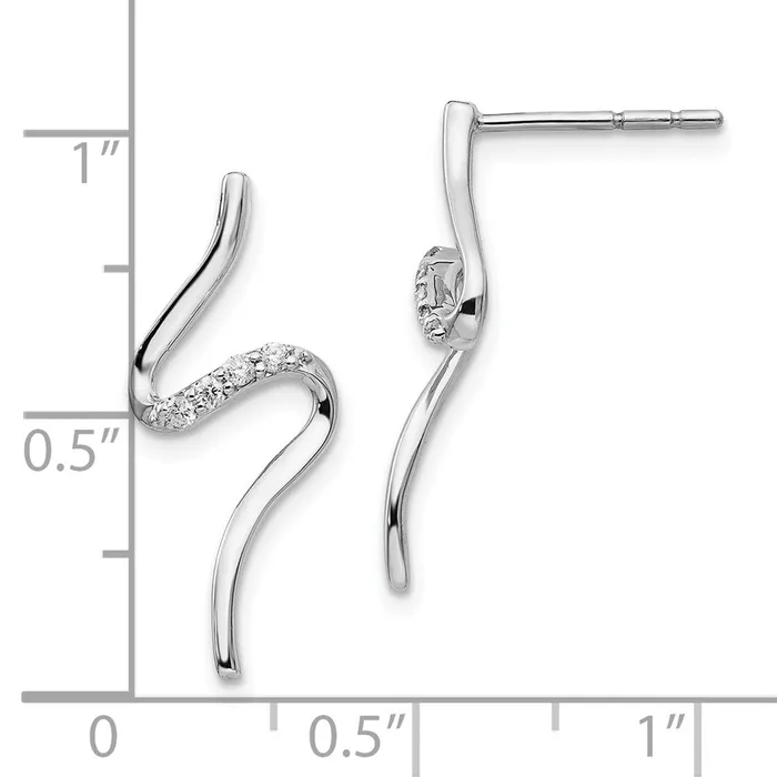 White Ice Sterling Silver Rhodiumplated Diamond Post Dangle S Shaped Earrings Goldia Earrings