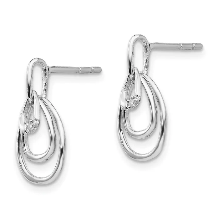 White Ice Sterling Silver Rhodiumplated Teardrop Diamond Post Dangle Earrings Goldia Earrings
