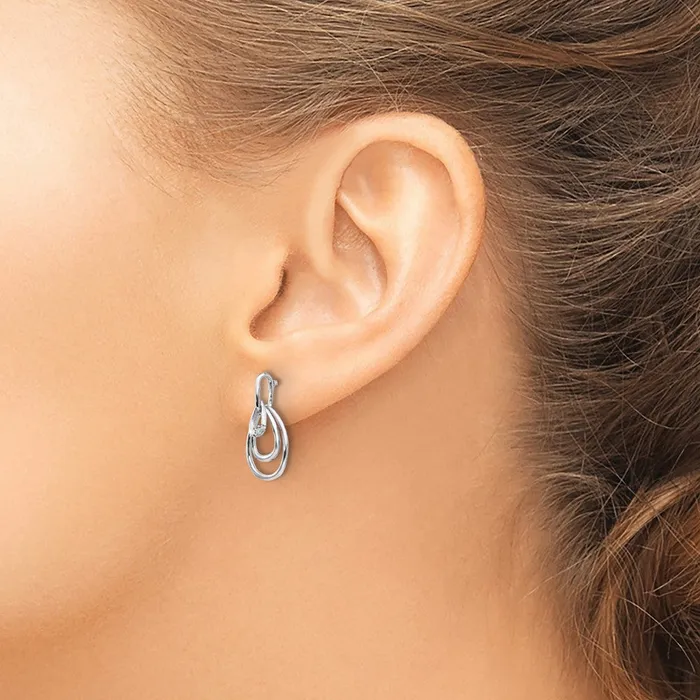 White Ice Sterling Silver Rhodiumplated Teardrop Diamond Post Dangle Earrings Goldia Earrings