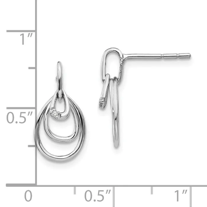 White Ice Sterling Silver Rhodiumplated Teardrop Diamond Post Dangle Earrings Goldia Earrings