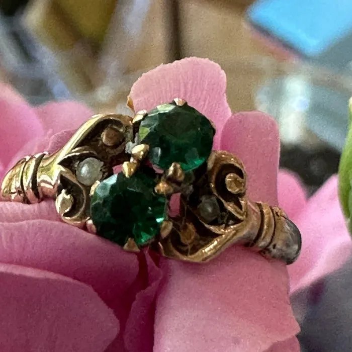 10 Karat Yellow Gold Victorian Green Doublet Ring 20002014 ONeills Estate Jewelry Rings 10 Karat Yellow Gold Victorian Green Doublet Ring 20002014 ONeills Estate Jewelry Rings