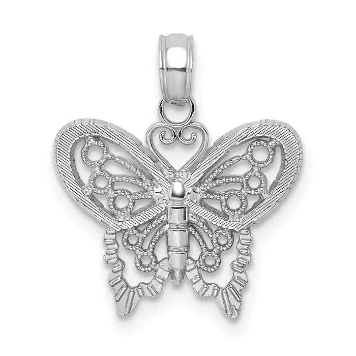 10K White Gold Polished Butterfly Charm TreasureFineJewelers Charm Necklaces 10K White Gold Polished Butterfly Charm TreasureFineJewelers Charm Necklaces