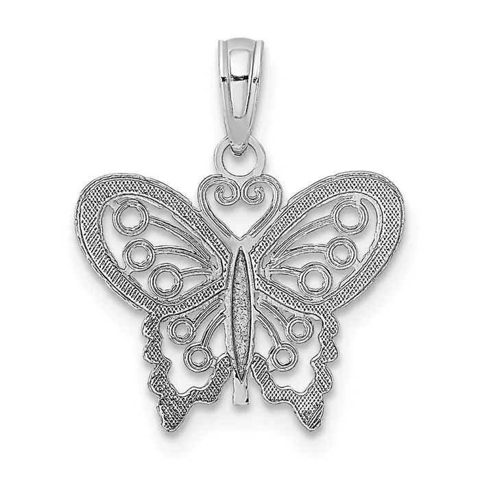 10K White Gold Polished Butterfly Charm TreasureFineJewelers Charm Necklaces