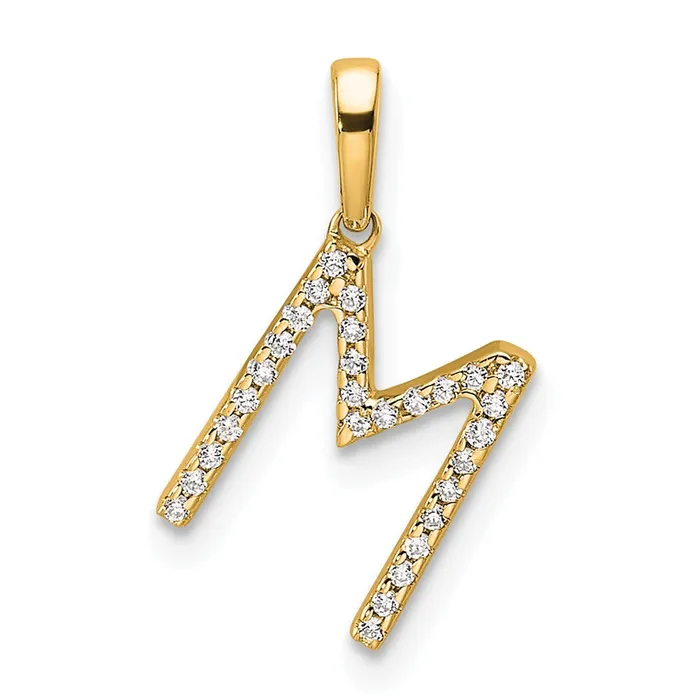 10k Yellow Gold Diamond Letter M Initial Pendant TreasureFineJewelers Necklaces 10k Yellow Gold Diamond Letter M Initial Pendant TreasureFineJewelers Necklaces